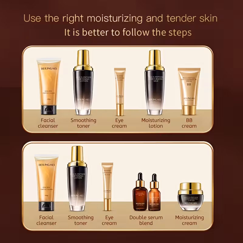 1 set luxury multi peptide snail mucin skincare set collagen boosting hydrating firming facial care with golden sensitive light beige safe 1 occasion gift box for women men all light beige types peptide snail secretion formula ideal for pigmentation wrinkles elegant gift set with golden capsules tubes skincare kit skincare products for women view skincare skincare products details 2