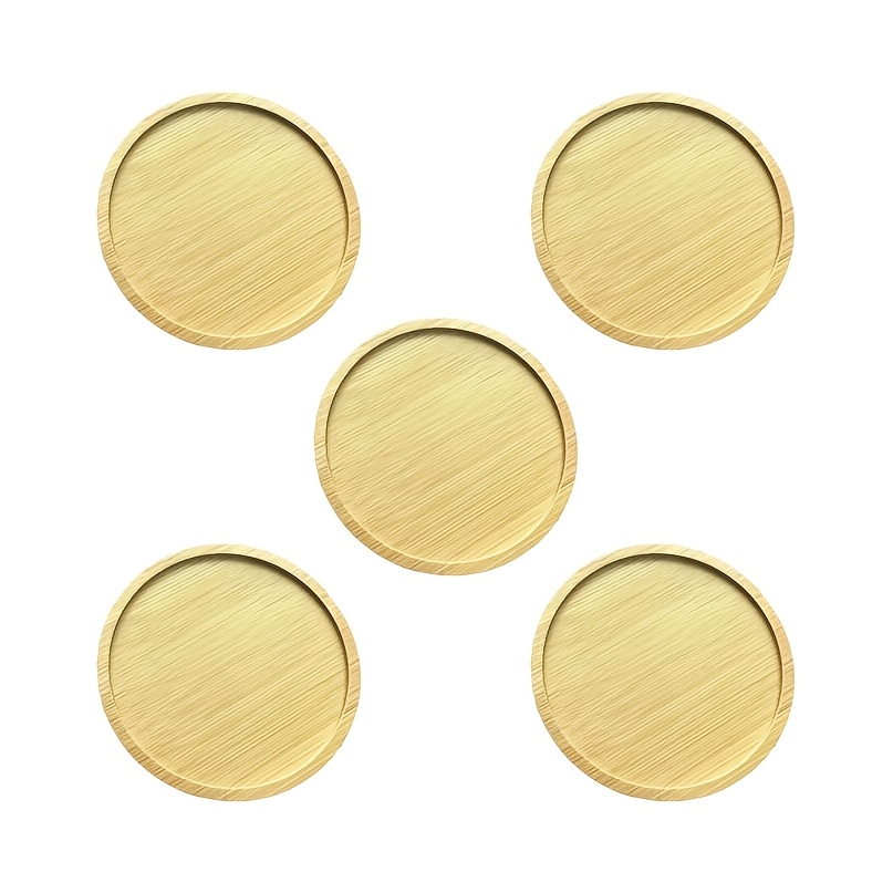 

5pcs, Bamboo Coasters, Round Heat Insulation Mat, Solid Color Coasters, Washable Placemat, Anti-scalding Non-slip Table Mat, Kitchen Supplies, Coaster, Room Decor