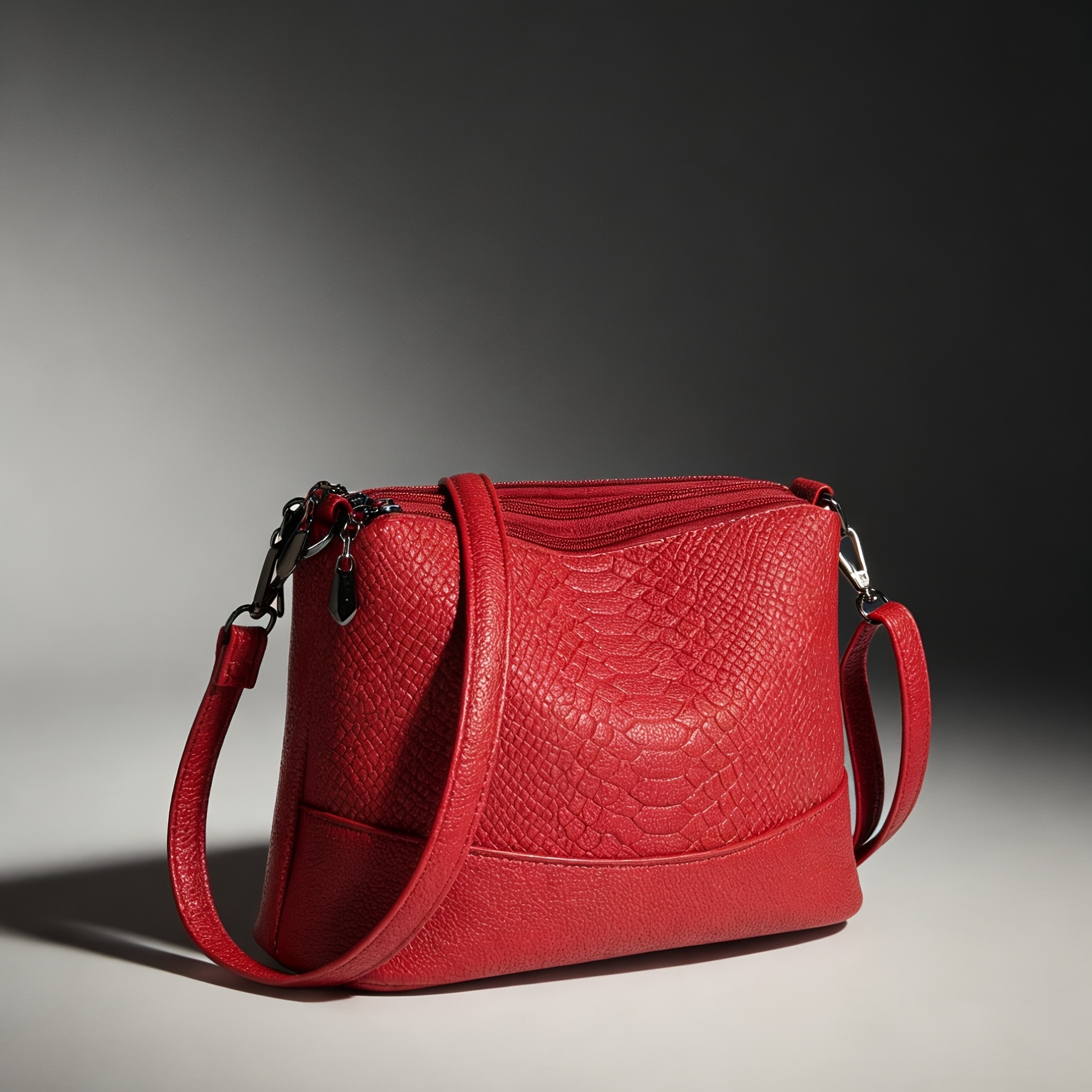 TEMU Women's Snakeskin Crossbody Bag, Multi-zippered Multi-compartment Large-capacity Shoulder Bag, Solid Color Retro Women's Commuter Bag, Daily