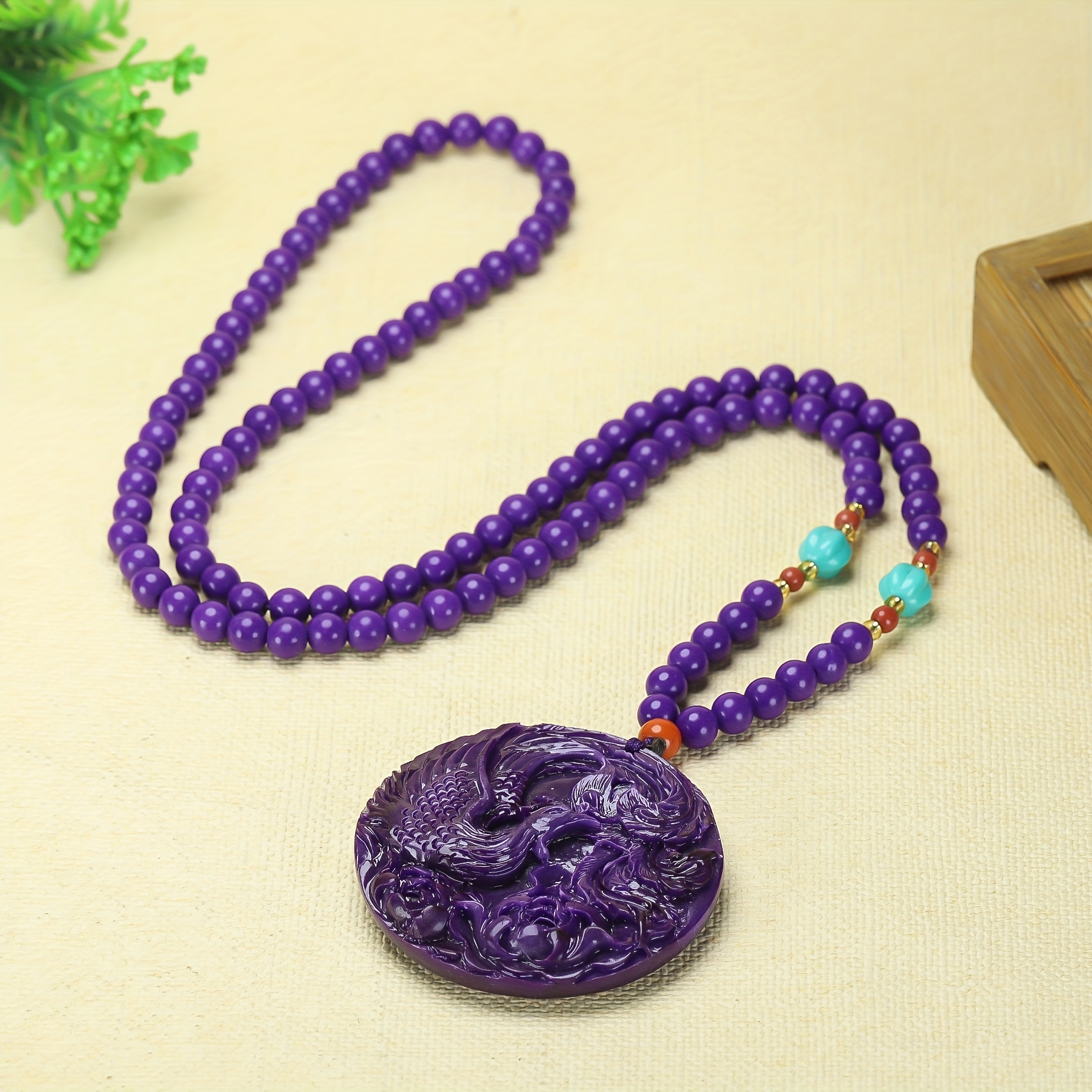 Natural Stone Purple Musgravite Phoenix Pendant Necklace