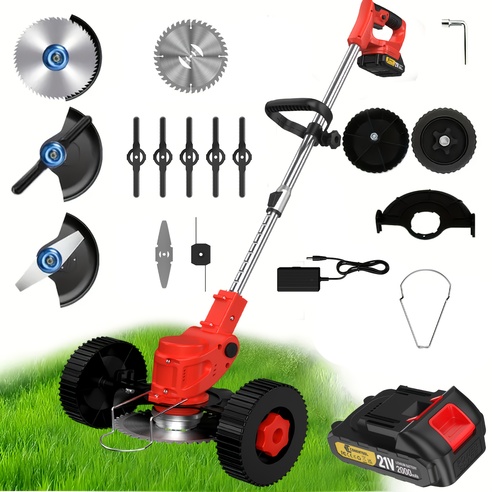 TEMU Conentool Electric Lawn Mower, Lawn Mower/cordless Lawn Mower, 5 Blades, High-capacity Lithium-ion Battery, Suitable For Lawns, Courtyards And