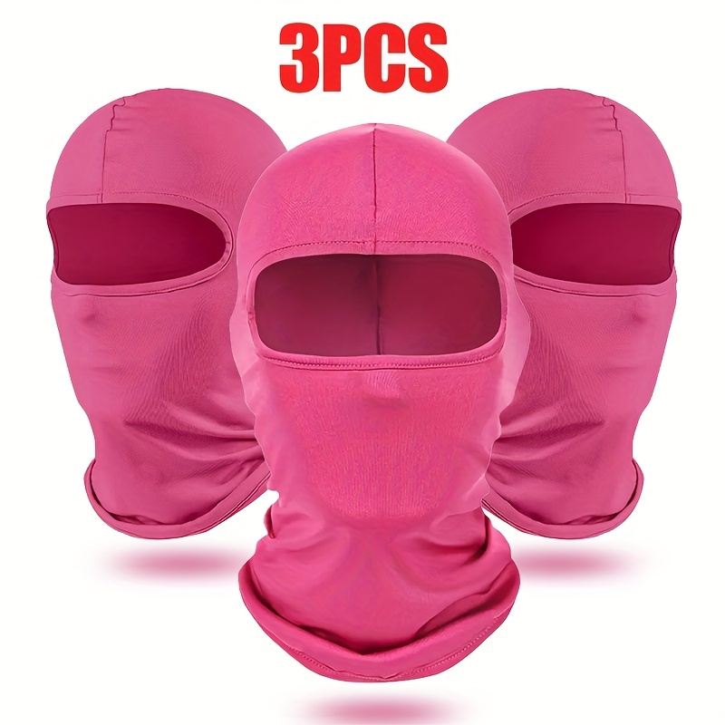 TEMU Set Of 3 Wind-resistant Balaclavas In Rose Pink For Motorcycling - And Neck Covering - High-quality For Activities, Biking, And Cold Weather , Breathable And Adjustable.