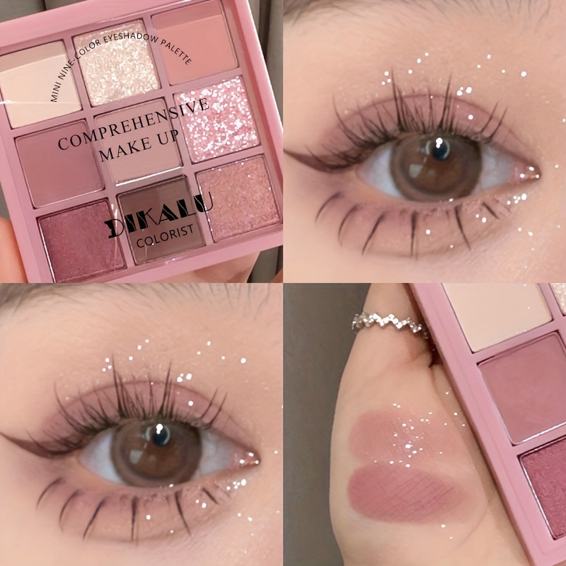 

9-color Eyeshadow Palette, Pearl & Matte Finish, Shimmer Glitter Eye Makeup, Long-lasting Cosmetic, Nude Pink Tones, For Bright & Charming Eyes