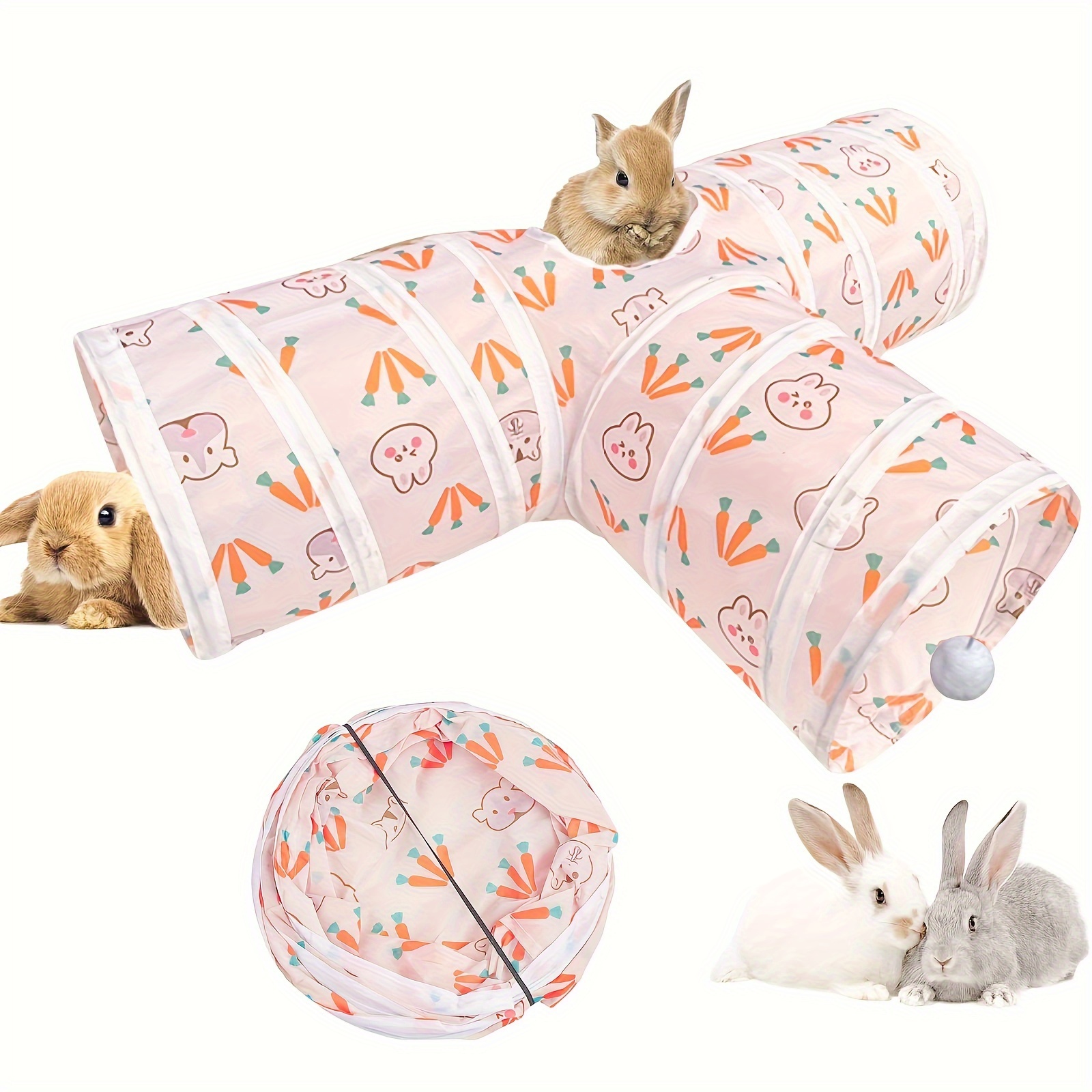 

1pc, Pet Tunnel Play Tube, Foldable T/y-shaped Tunnel Toy For Cats, Rabbits & Small Animals, With Hanging Ball, Cross Hole Design