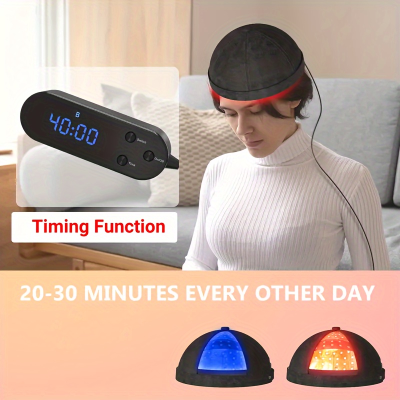 Red And Blue Light Hair Cap for Care Women & Men, Hair Cap Promotes Relax In The Head - 630nm & 465nm, Ideal for Home Use, Light Relax for Hair, Hair Care Accessory, Light Relax Cap, Red Blue Light Cap, Ergonomic Headwear, Dual-Light Design, Easy-Clean Surface, Portable Build, for Care Women Men, Self-Care Enthusiasts