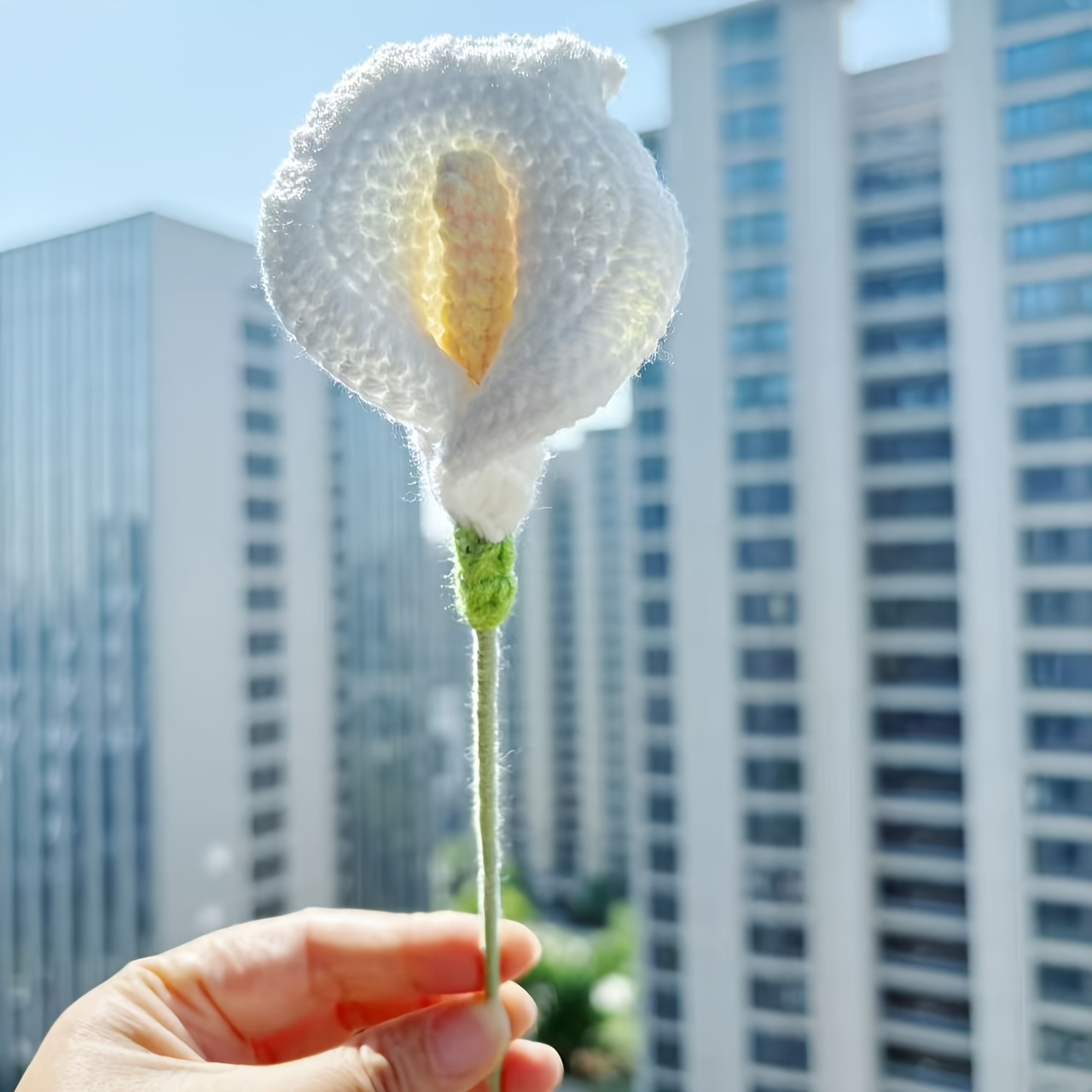 TEMU 【手作り】かぎ針編みカラーリリのブーケ。家の装飾、ホリデーギフト、結婚式の装飾に使える人工花。洗練されたかぎ針編みデザイン。