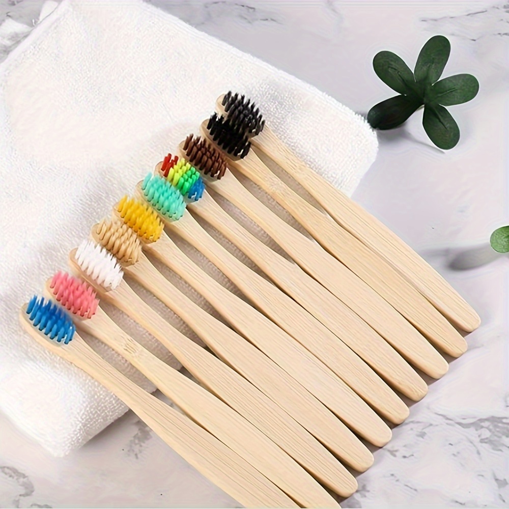 set of 10 manual toothbrushes with soft bristles from  ow made of bamboo details 3
