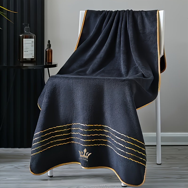 10pcs Luxury Bath Towel Set with Golden Crown & Stripe Design - Extra Large 70x140cm/27.5x55in, Large 42x70cm/16.5x27.5in, Small 35x35cm/13.7in - Plush Microfiber Spa Towels in Elegant Dark Brown & Golden for Bathroom, Gym, Hotel, Spa - Ideal Gift Set with Black & Golden Trim, Ultra-Soft & Durable, Perfect for Home or Travel, Includes Bath, Hand, and Face Towels, Towels Bath Towels, Bathroom Towels