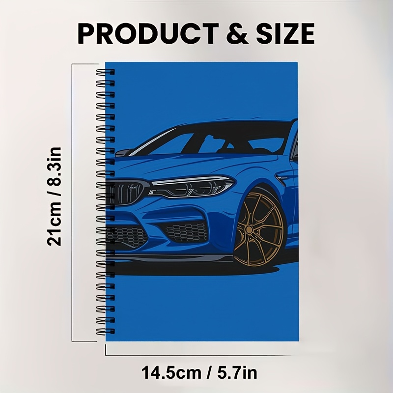 TEMU 1pc 1pcs A5 Spiral Notebook With Car Cover - Undated Horizontal Line Journal, Spiral Bound Notepad Suitable For Professionals, Students, Office