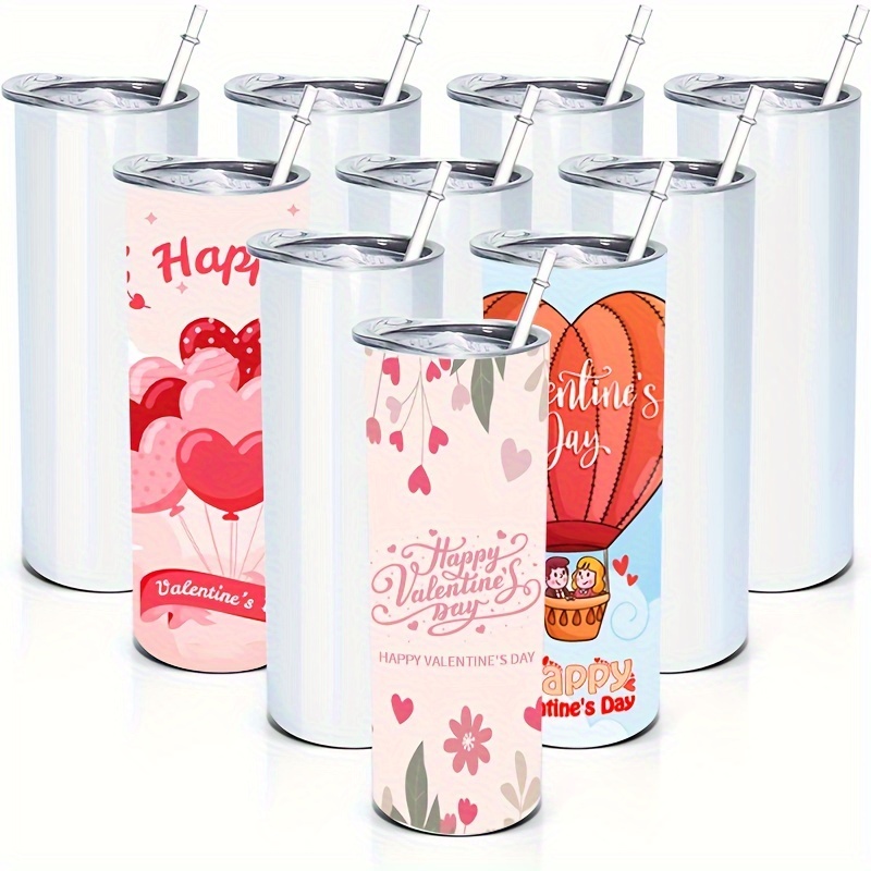  24 Pack 20 oz Sublimation Tumbler Set Double Walled Stainless  Steel Straight Skinny Travel Blank Tumbler Bulk Sublimation Cups with Lid,  Straw, DIY Stickers Shrink Wrap for Heat Transfer Heat Press 