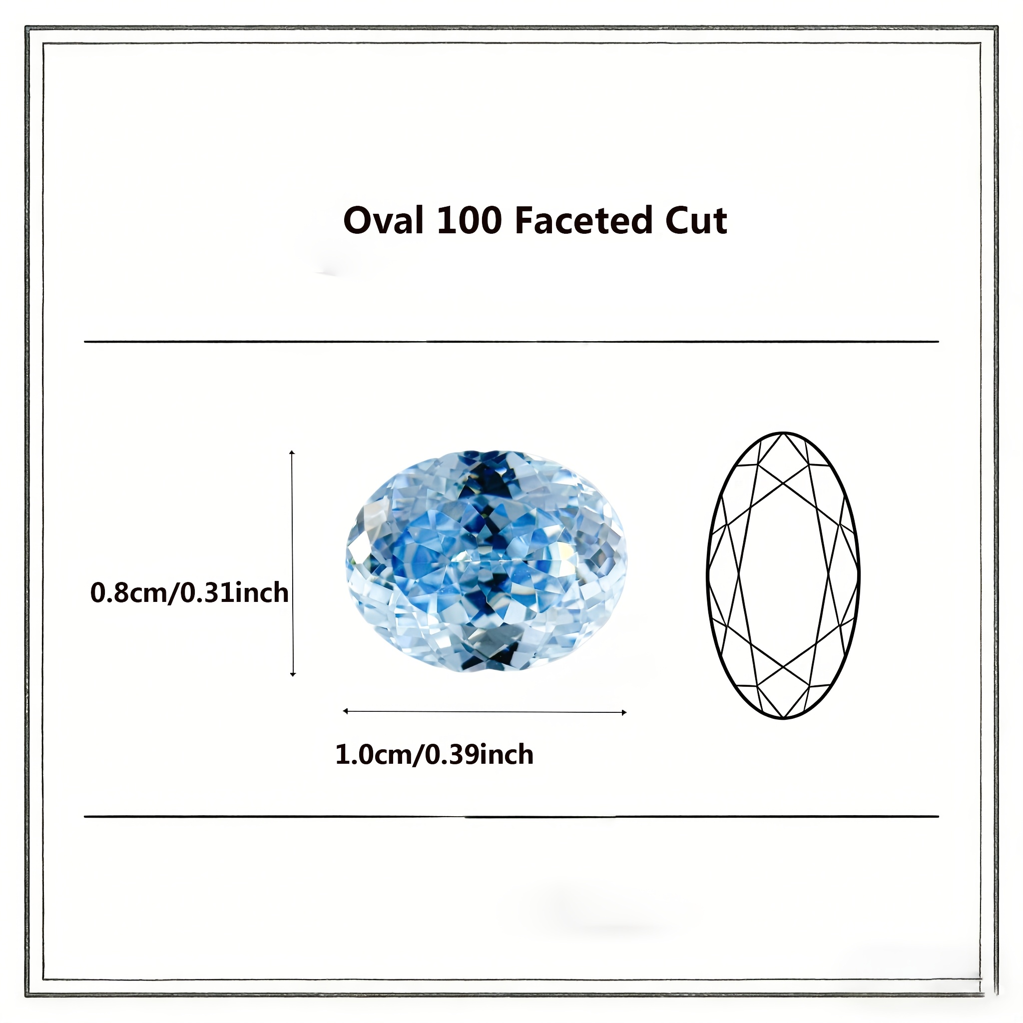 TEMU 1pc Oval-shaped, Pale Blue Nest Cut Rough Stone With Ice-, Suitable For Use In Jewelry, Rings And Necklaces