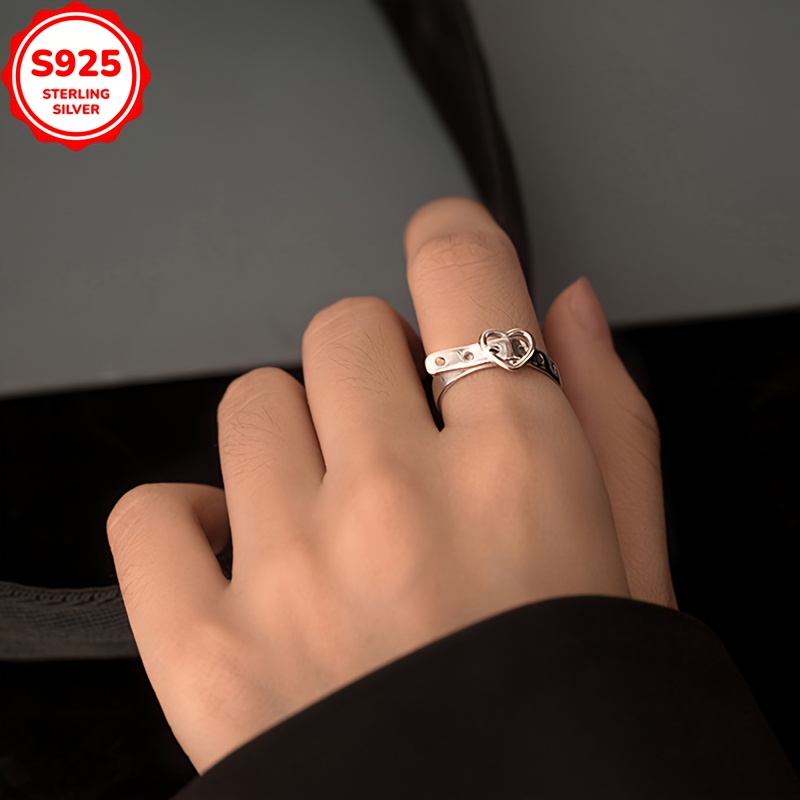 925 Silver Heart Belt Buckle Ring for Women - Perfect Gift