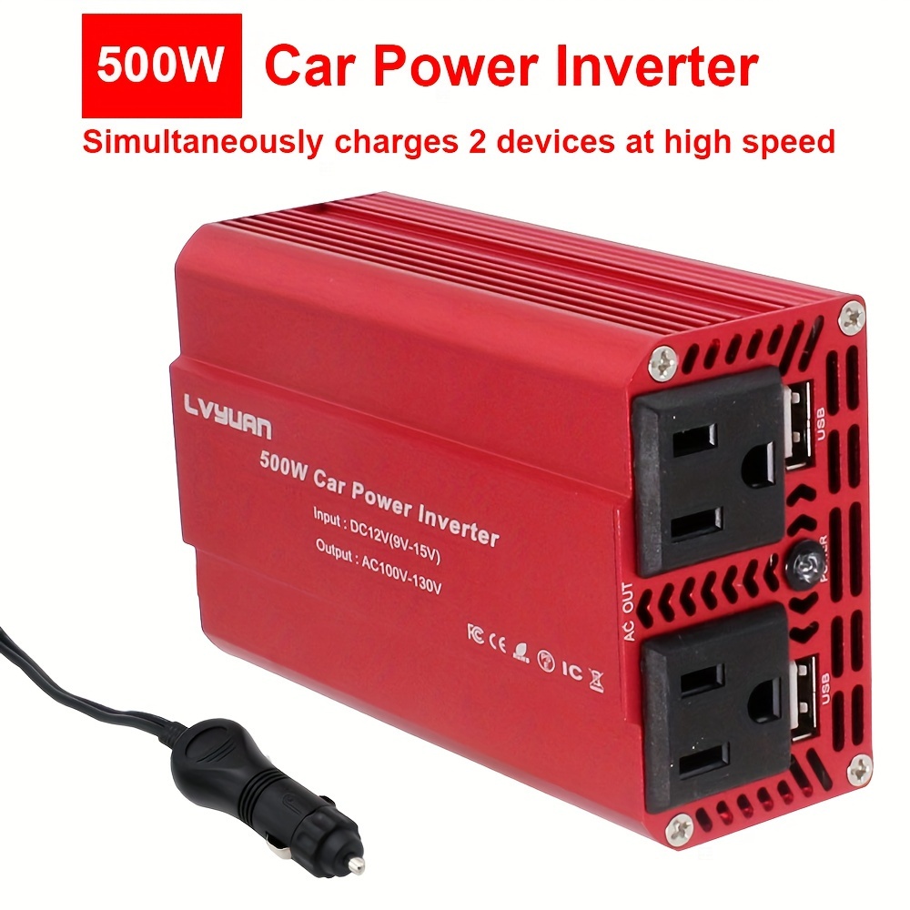 

500w Power Inverter Dc 12v To 110v Ac Car Inverter Converter With 3.1a Dual Usb Car Adapter