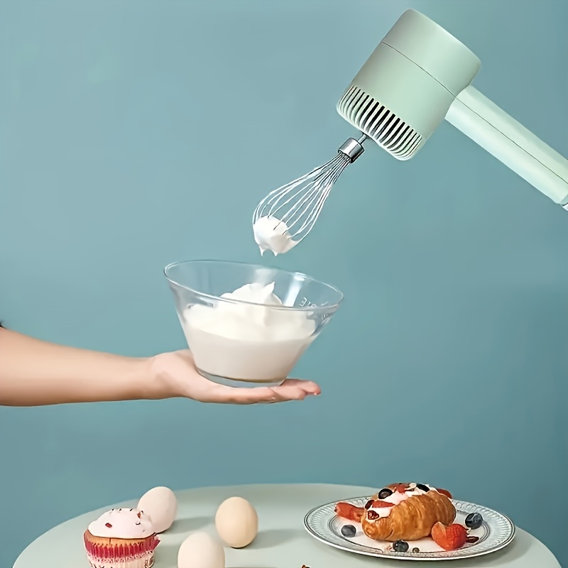 cordless electric garlic chopper and egg whisk a 2 in 1 hand mixer   usb rechargeable this set features a   adjustable egg beater and garlic mincer ideal for baking making cakes   butter tarts and chopping onions vegetables ginger and fruits Product details 4