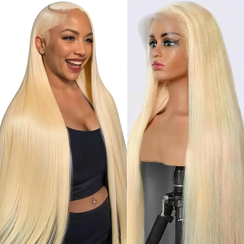 13x6 Transparent Lace Frontal 613 Blonde Colored Bone Straight Human Hair Wigs Per Plucked Lace Front Wigs Vietnamese Human Hair Baby Hair Around 200% Density