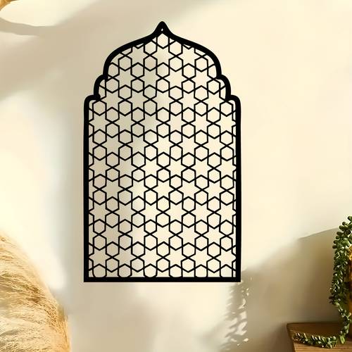 imagen del artículo pieza de pared de metal con marroquí, un mural escultórico de marroquí exquisitamente intrincado, un regalo ideal para eid, ramadán y entusiastas de la decoración islámica. una escultura decorativa de pared de metal inoxidable, adecuada para paredes de y