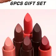 6 piece matte lipstick set long lasting waterproof liquid lipstick non stick cup fade resistant all skin types adult rich pigment varieties in purple red shades details 6