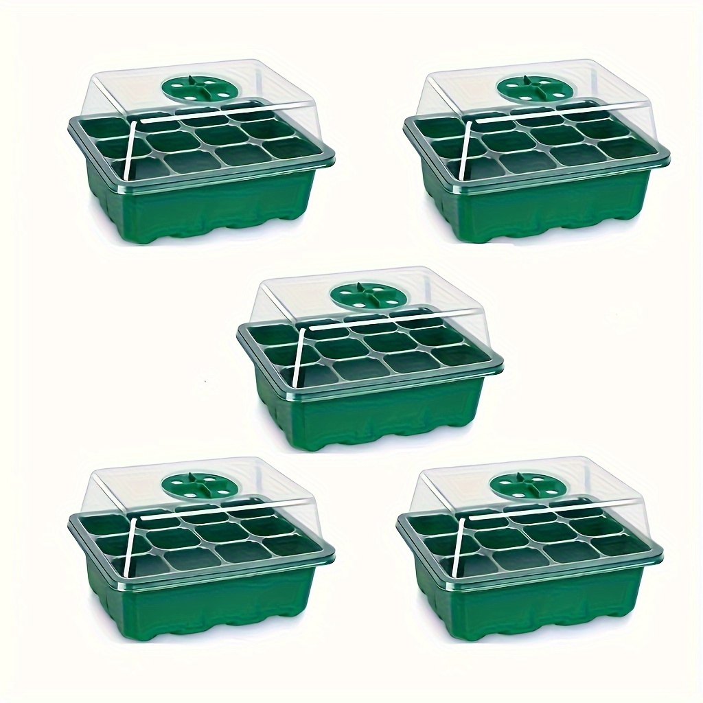 

Green Seedling Pot 5pc: Succulent Leaf Insert Seedling Pot Three-piece Set Cultivation Hole Plate Insulation Cover Seed Box Moisturizing And Warming Seedling Plate Plastic Seedling Box Cover Sl