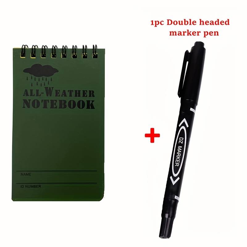 1pc 50 Sheets Tactical Waterproof Notebook +1p Pen Eye Protection All Weather Shower Aqua Notes Notepad Notebook