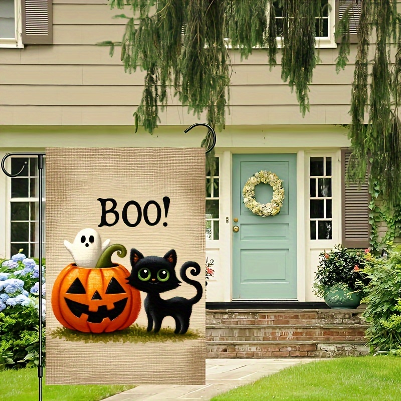 

Reversible Halloween Garden Flag - Outdoor Decoration, Durable Polyester, Perfect For Porch & Yard, 12x18 Inches (flag Only)