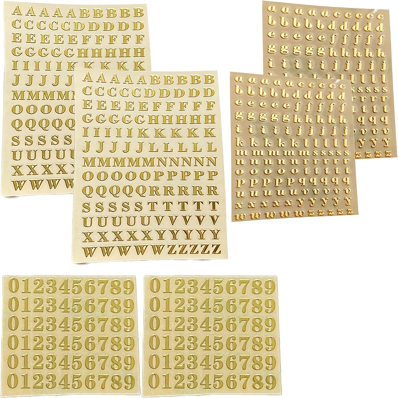 Image of 640pcs Small Golden Alphabet And Number Stickers, 3d Self-adhesive Mini Letter Stickers, Glitter Alphabet And Number Decals For Scrapbooking, Nail Art, Keyboard Diy Craft Decorations - Golden