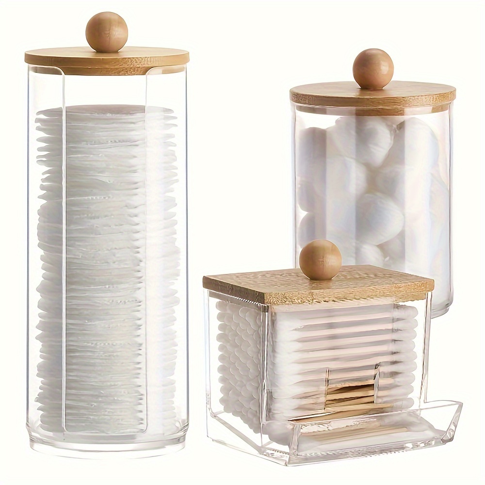 

3pack Racks, Bathroom , Storage Box, Swabs, And Floss Picks, Clear Storage Jar Lid, Organization And Storage Supplies