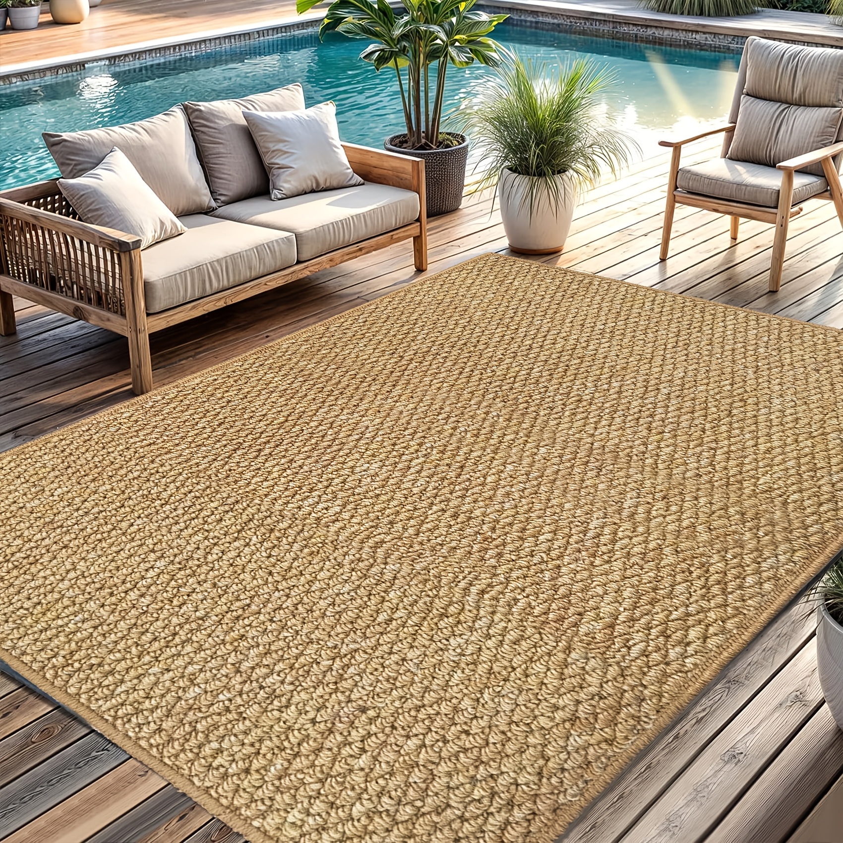 1pc alfombra   de    , uso en     - tapete natural tipo  ,   tejida gruesa, tamaño  ,   para  , dormitorio, camping, tapete de comedor, alfombra de noche