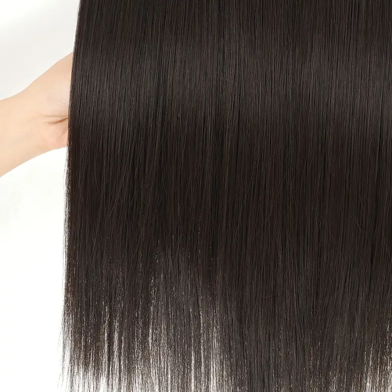 clip-in hair extensions v-shaped brown 60.96 cm long straight hair heat resistant fiber synthetic hairpiece for women girls use details 6