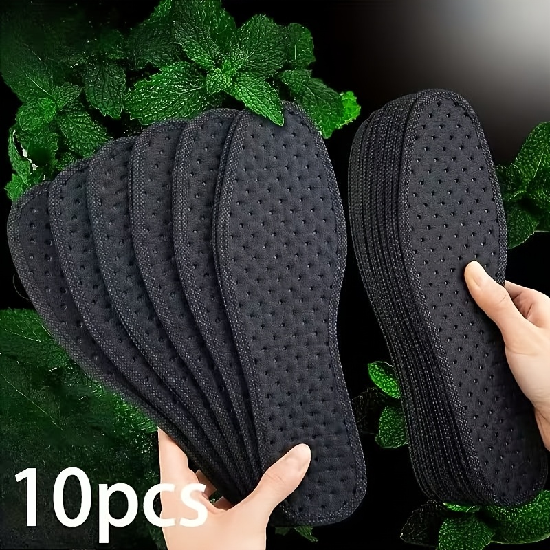 E-shop 5er-Set neue Bambuskohle-Schuheinlagen, Sommer-Mesh-Design für Atmungsaktivität , weiche Sohle, bequeme Einlagen für langes Stehen,