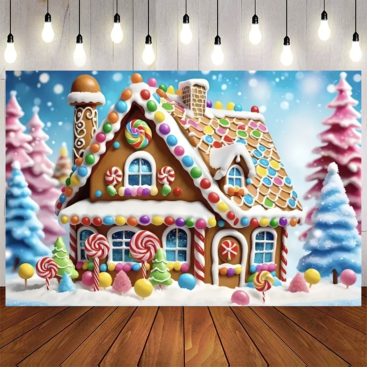 

Merry Christmas & Vinyl Backdrop - Family Photos, Eve Party Decorations & Candyland Scene, Gingerbread Christmas Decorations