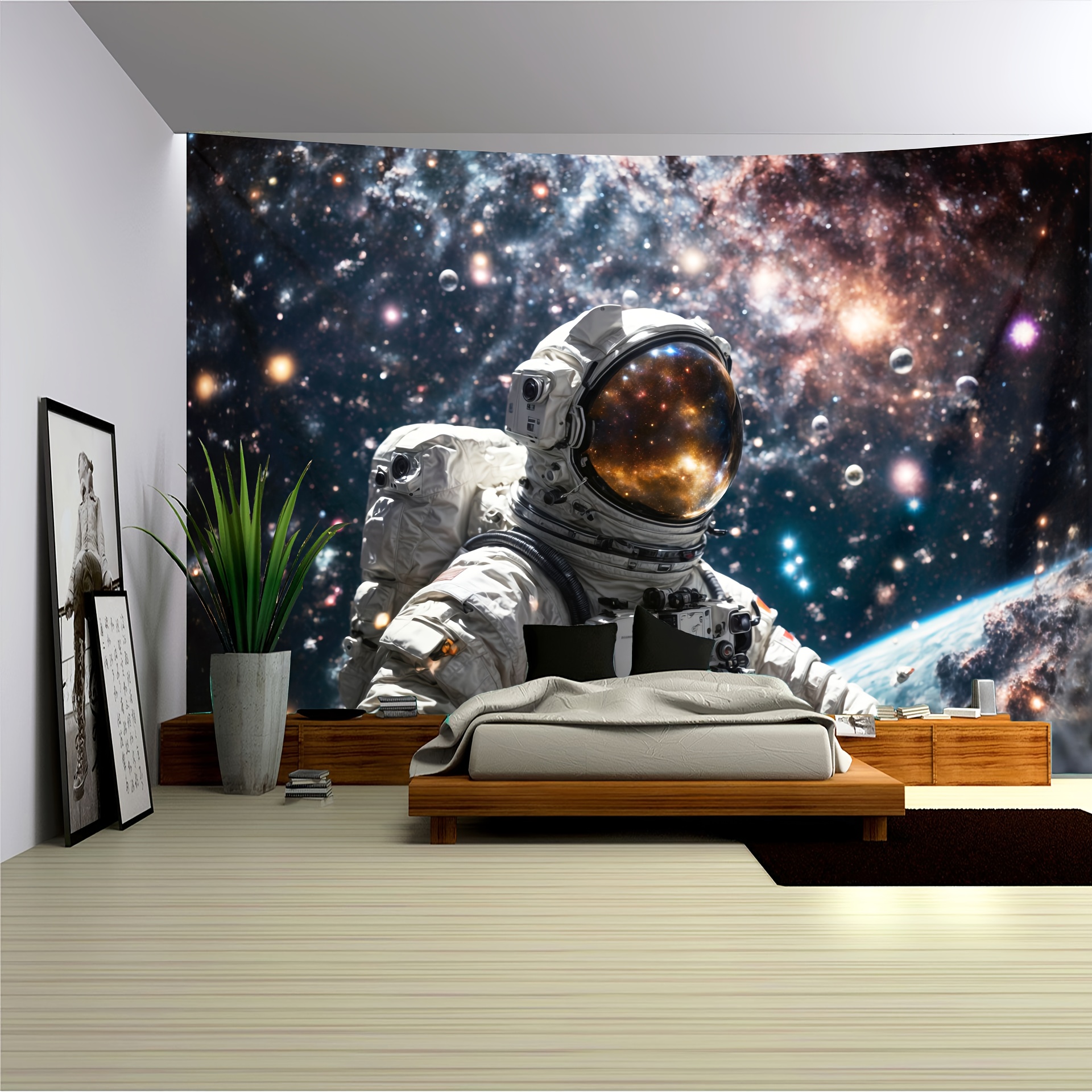 

1pc Astronaut Tapestry, Large Size Photo Background, Bedroom Aesthetic Hanging Tapestry, For Bedroom Office Living Room Home Decor, With Free Accessories
