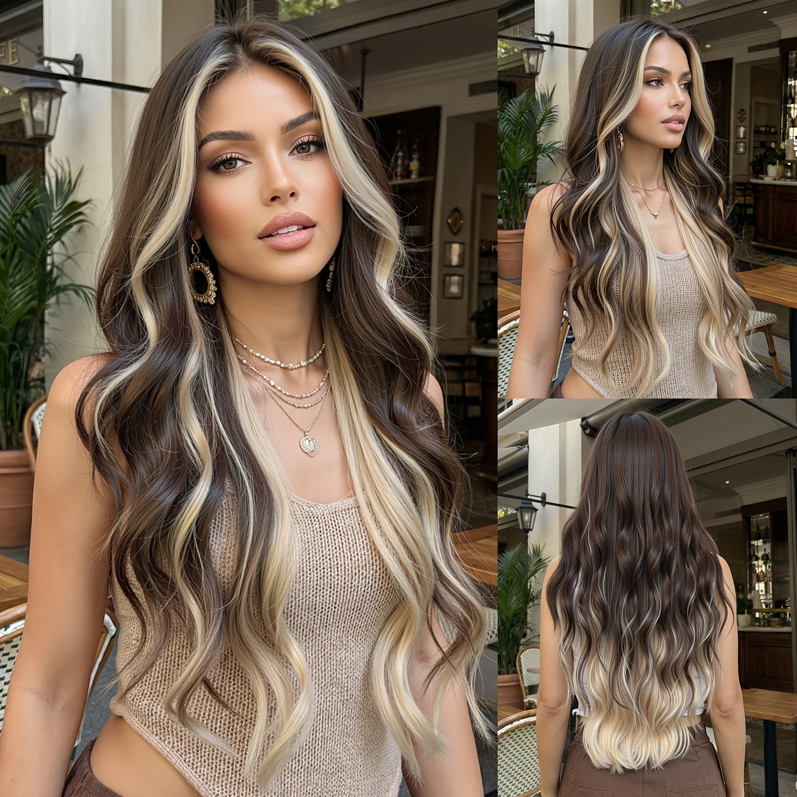 TEMU New Gradient Color Long Curly Wavy Wig For Women, Brand New Halloween European And , Suitable For All Races. Perfect For Daily , Parties, Formal