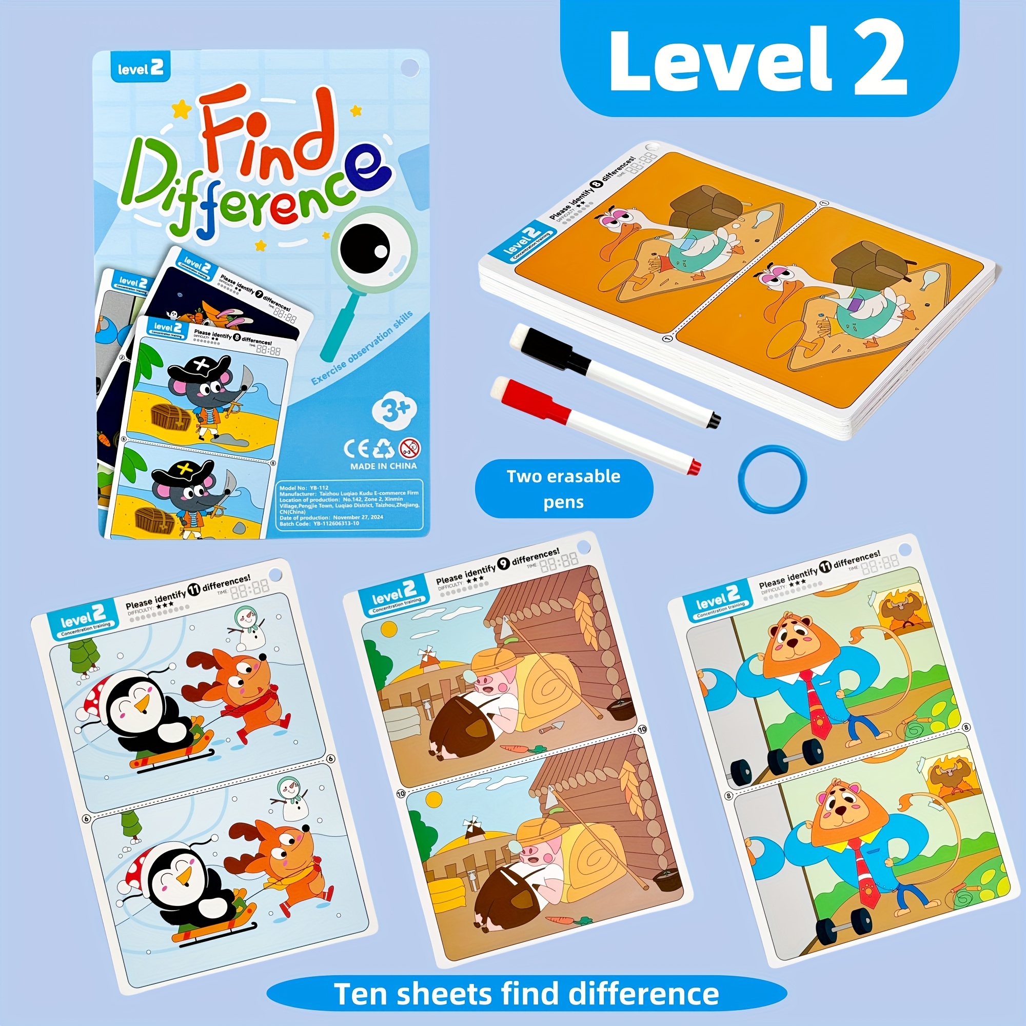 Spot the Difference Game Focus Training Set, 10 Sheets