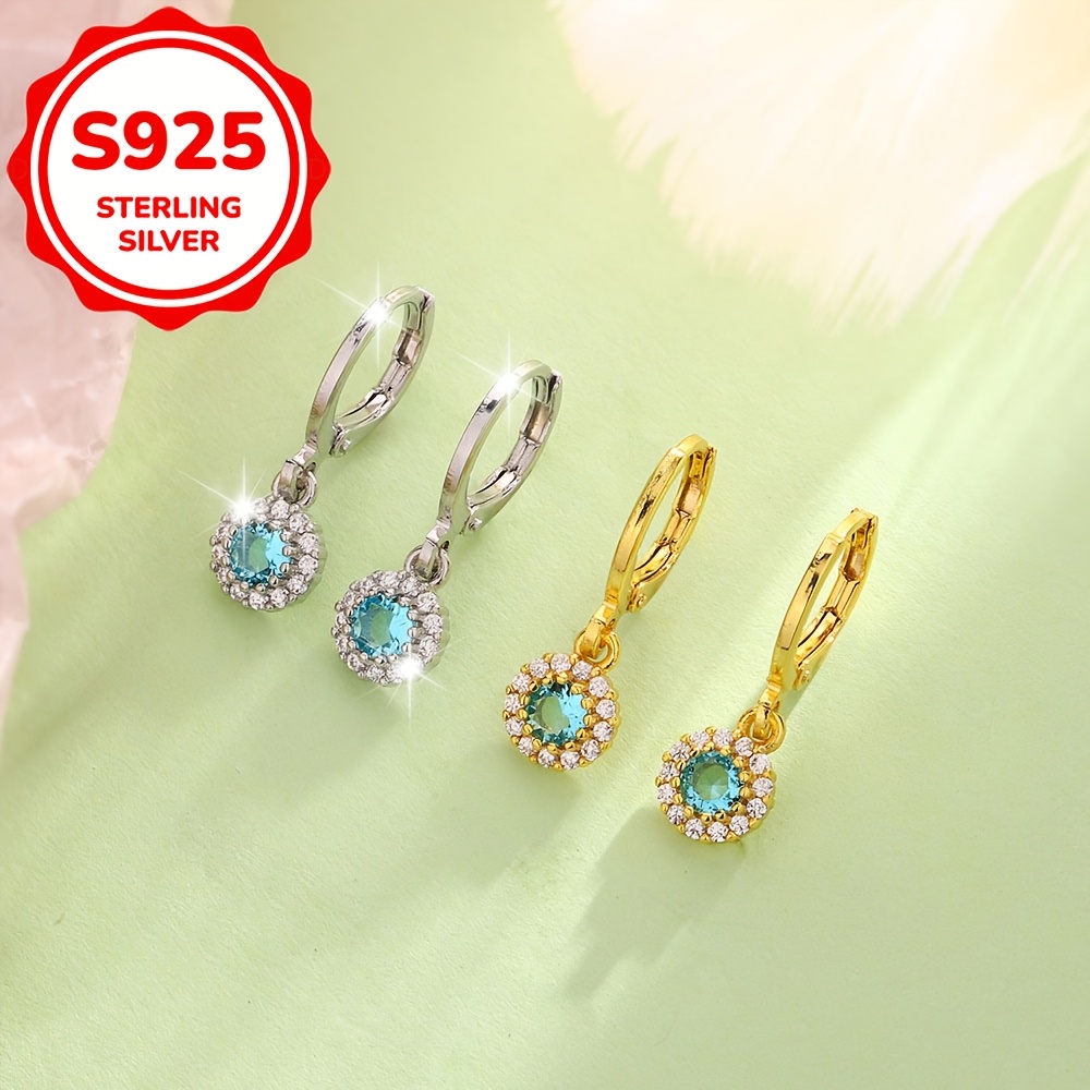 Women's 2pc S925 Silver Sparkling Zirconia Stud Earrings Set