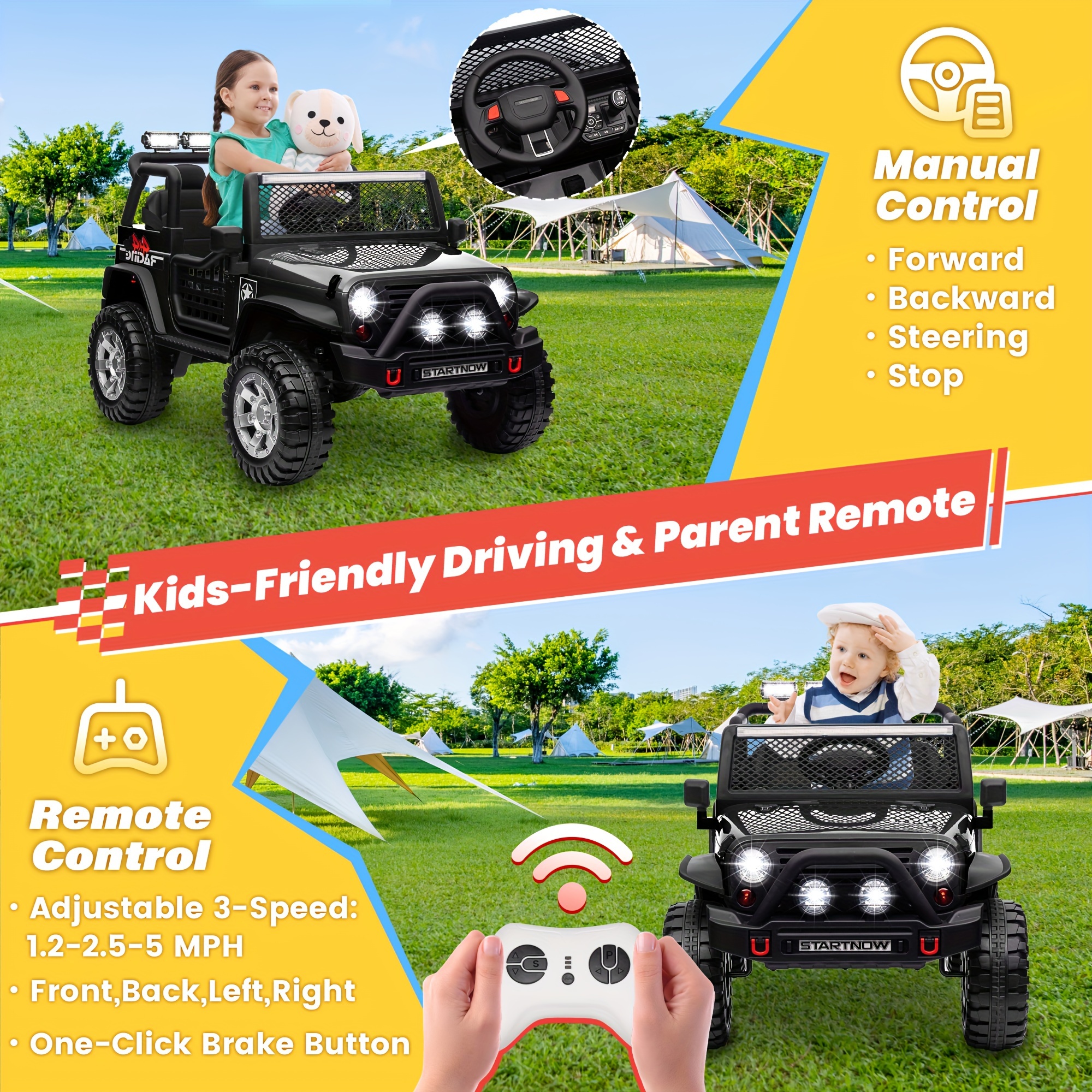 Electric Vehicle Parent Remote Control Car For Toddler HONEY JOY