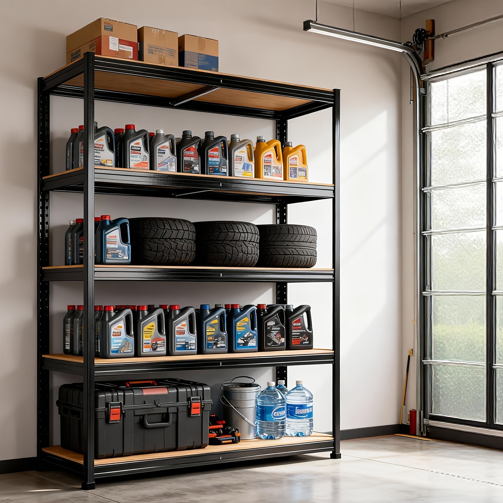   5 tier boltless metal shelving unit adjustable heavy duty for garage storage rack easy assembly sturdy metal shelves   garage shed pantry warehouse and home storage organisation storage racks