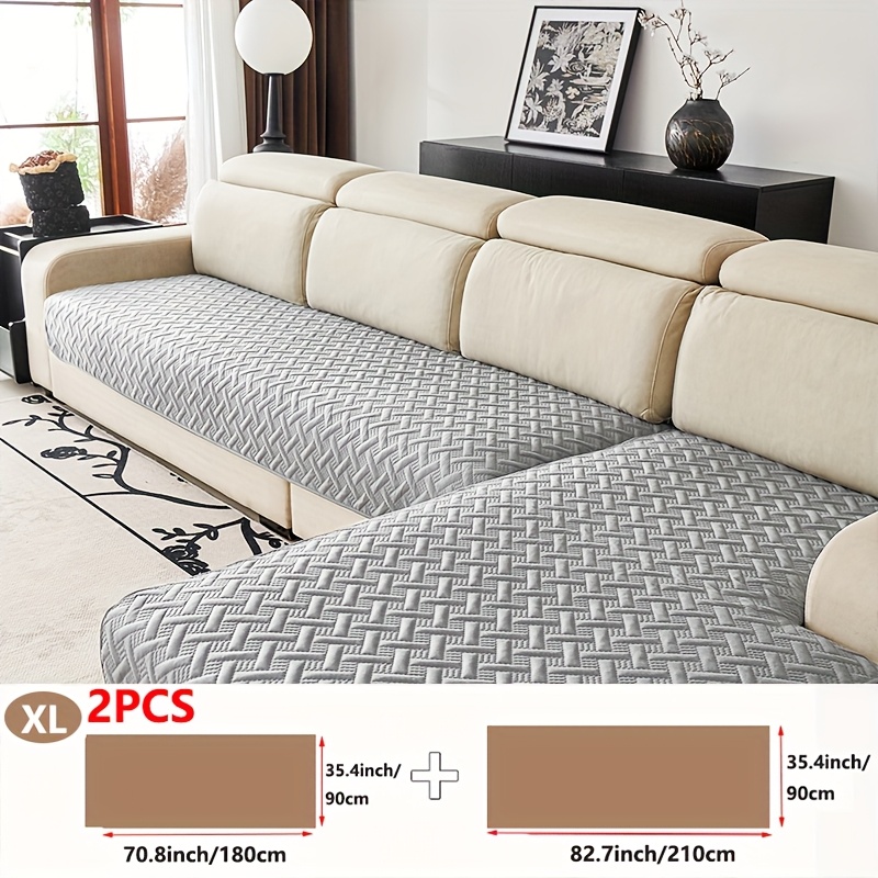 TEMU [grid Ultrasonic]set Of 2 Grid Ultrasonic Embossed Sofa Covers, Modern Sofa Slipcovers, Durable Sofa Protectors, Pet-friendly, Non-slip Backing,