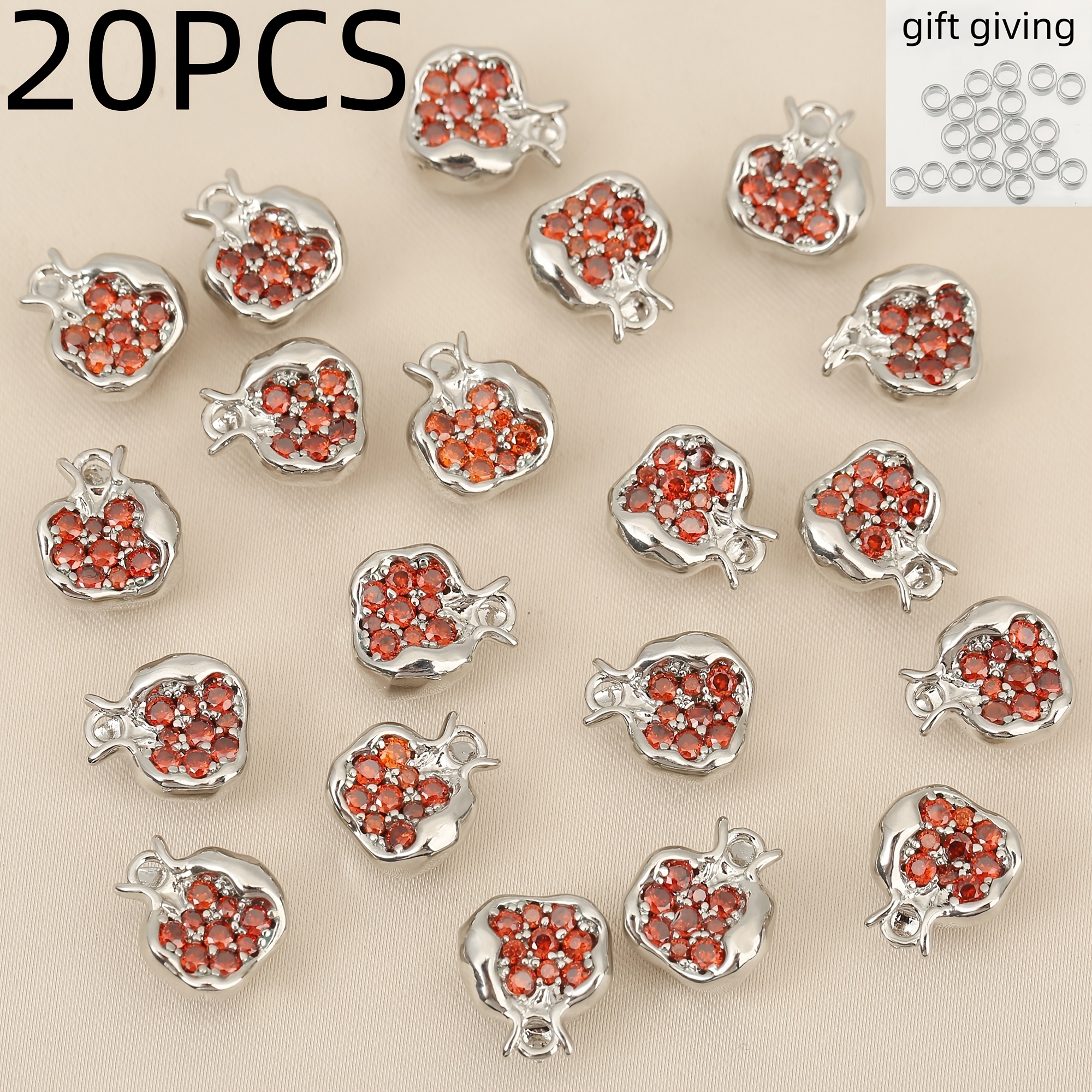 Copper Inlaid Synthetic Zirconia Pomegranate Pendant