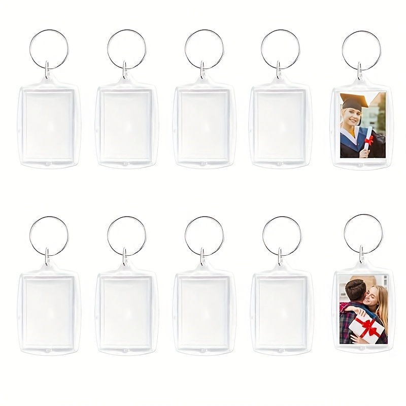 [2d Flat] [2d Flat] 10pcs Transparent Arc Rectangular Photo Frame Acrylic Key Photo Men's And Women's Keychain 1.5x2.16inch