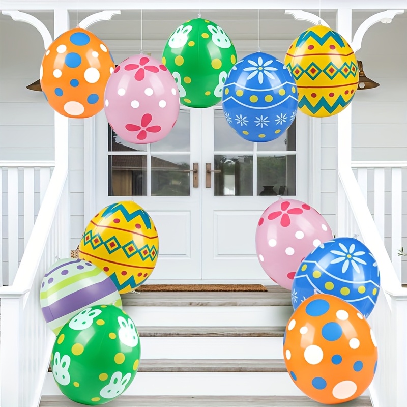 

2-pack Easter Pvc Inflatable Eggs, Colorful Hanging Egg Decorations, Festive Holiday Party Home Gathering Decor, Indoor Outdoor Inflatable Yard Garden Party Supplies