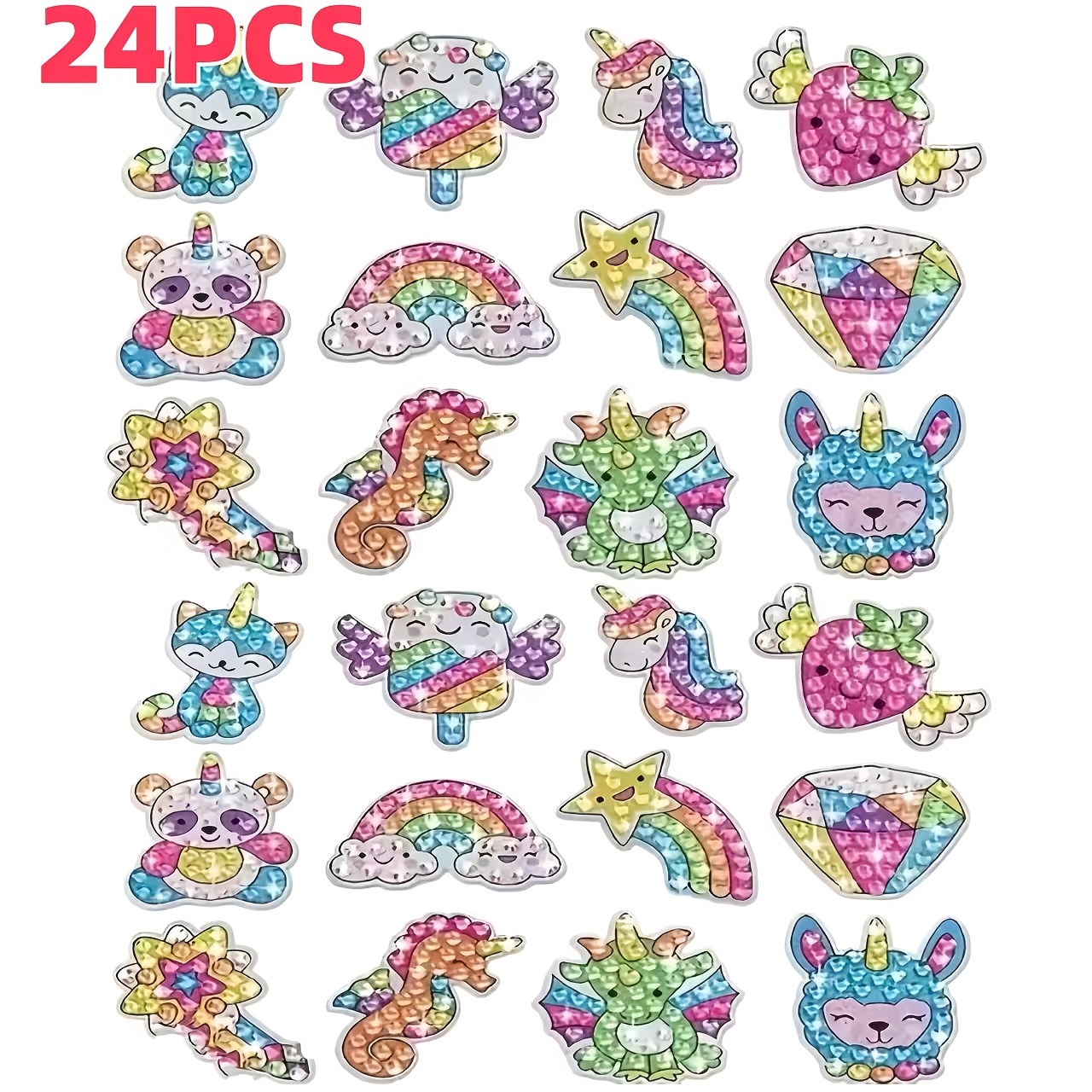 Image of ' Diy Diamond Painting Kit - Cartoon Animal Craft, Creative Handmade Decorative Stickers, Round Abs Resin Gems