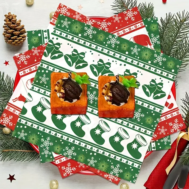 50 pack christmas themed oil absorbing paper sheets festive bakery parchment paper for hamburgers baked goods fried chicken disposable pre cut individual paper towels with Product details 6