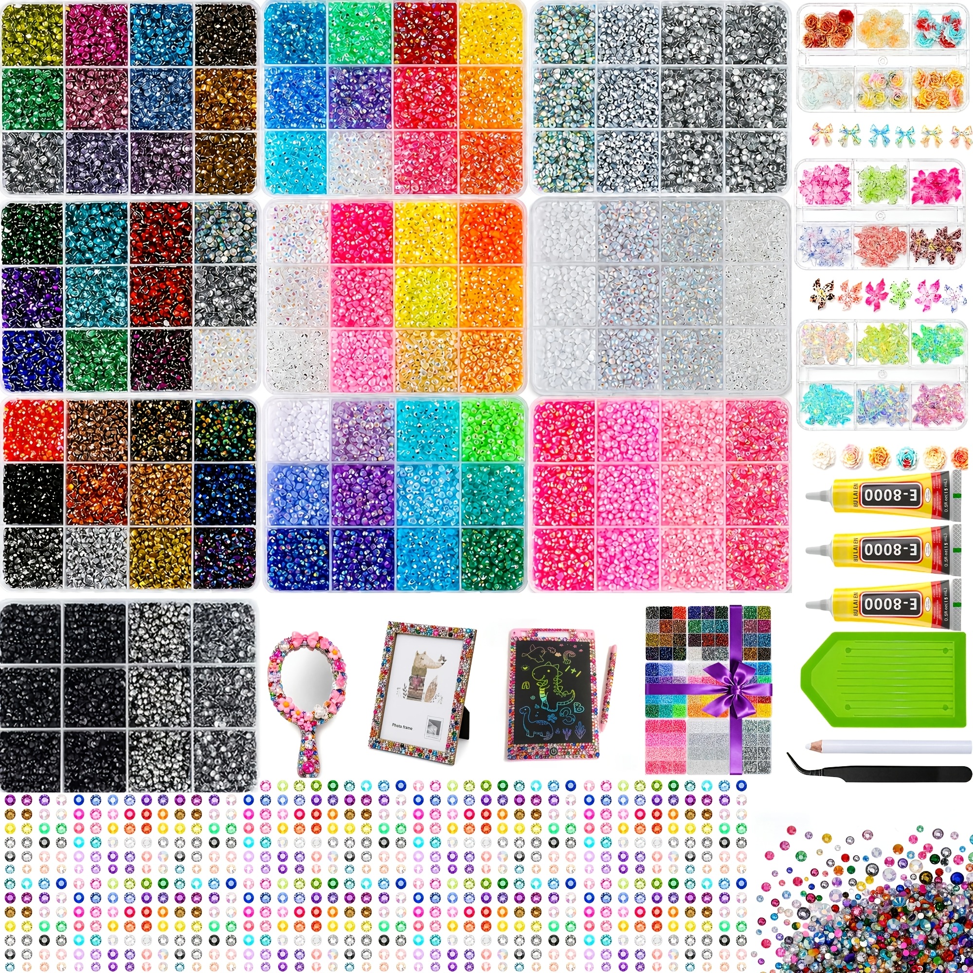 60000pcs compartment multicolor flatback   collection mixed size ab and   gems for nail art photo frames mirrors tumblers phone cases and crafts
