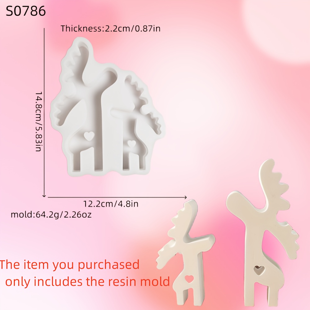 Image of Resin Casting Molds For Large Hollow Heart-shaped Christmas Reindeer, Silicone Molds For Candles, Plaster Decorations, And Home Decor Epoxy Resin Molds S0786