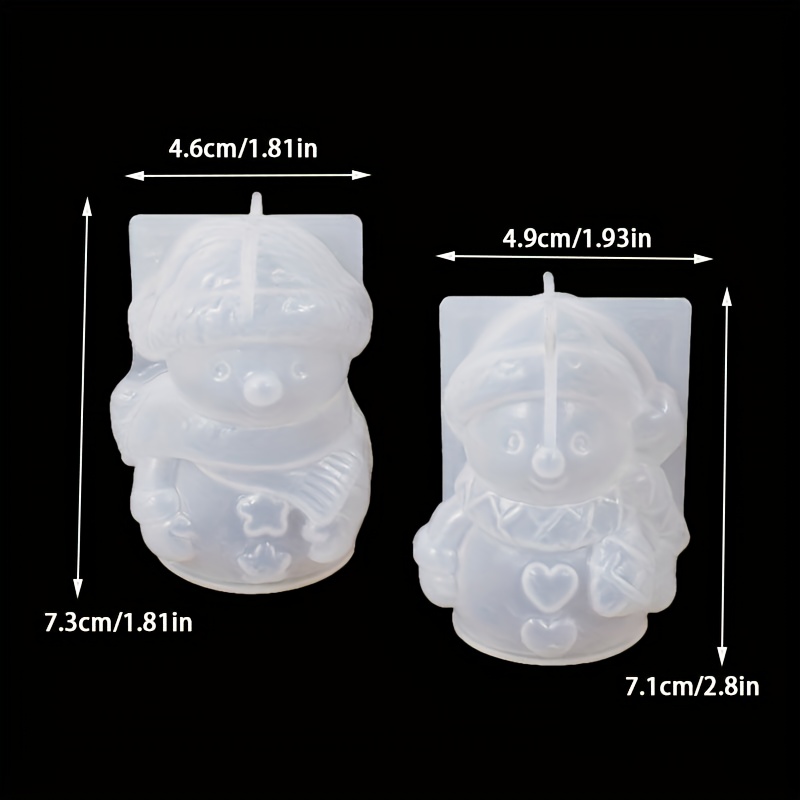 E-shop DNEJIU 3-D Schneemann Silikonform mit Herz-Ausschnitten & ausdrucksstarken Augen-Wiederverwendbare DIY Kerzen-, Seifengieß- Gipsmodelle für