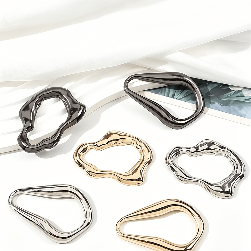 TEMU 6pcs Set Of Shaped Alloy Buckles, Stylish Decorative Clips For Scarves, Adjustable Buckles For Belts, Suitable For Swimwear And Clothing Links,