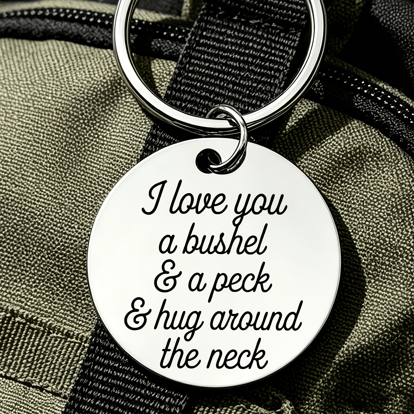 TEMU 1pc, Text "i Love You A And A Peck And A Hug Around The Neck", Stainless Steel Keychain, Suitable For Gifting , Generations At Home, And