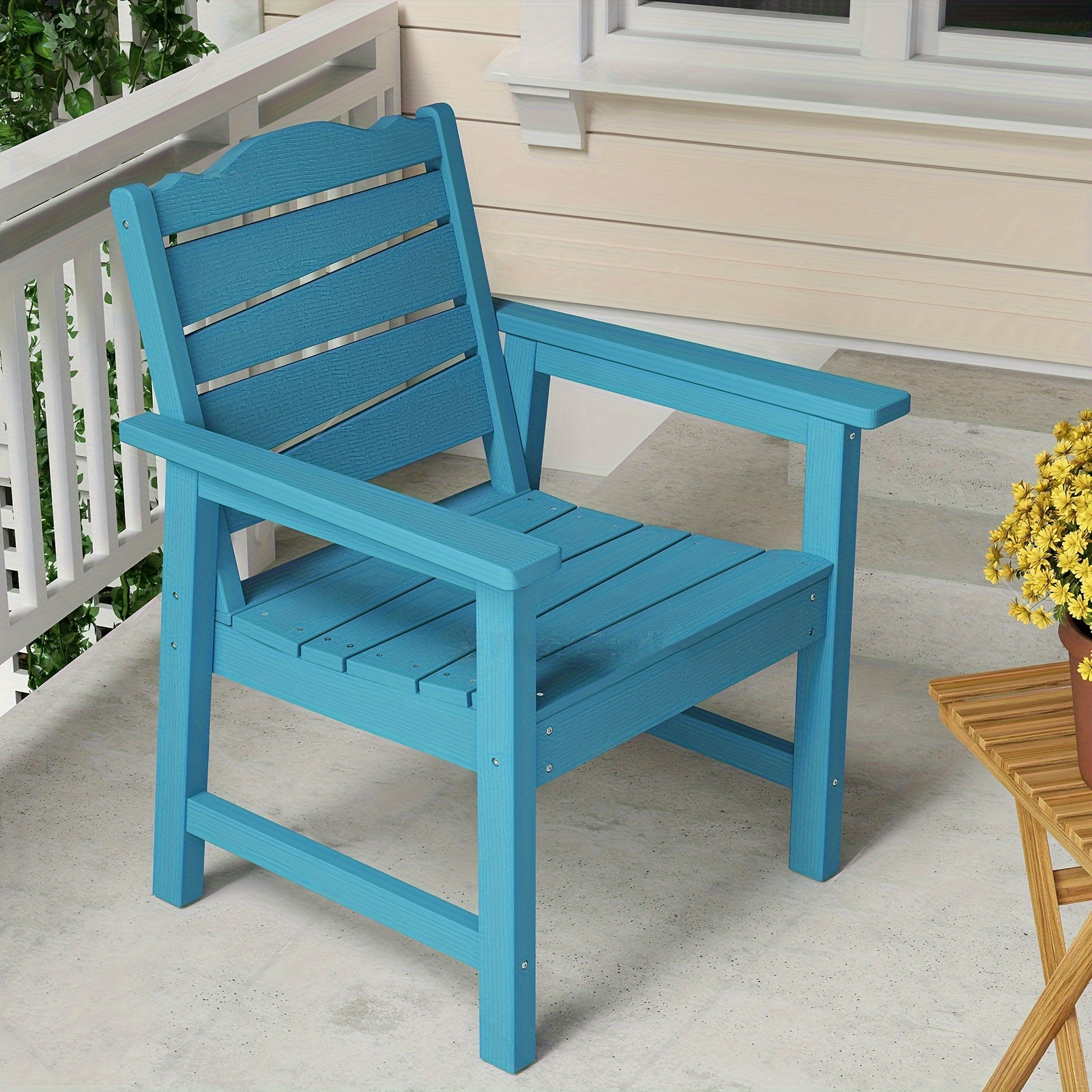 

Sturdy Outdoor Patio Chair In Light Blue - With 400lbs Capacity, Hips & Stainless , Garden, Porch, Balcony - Uv & Moisture Resistant, Easy To Clean, Mozeat Lens