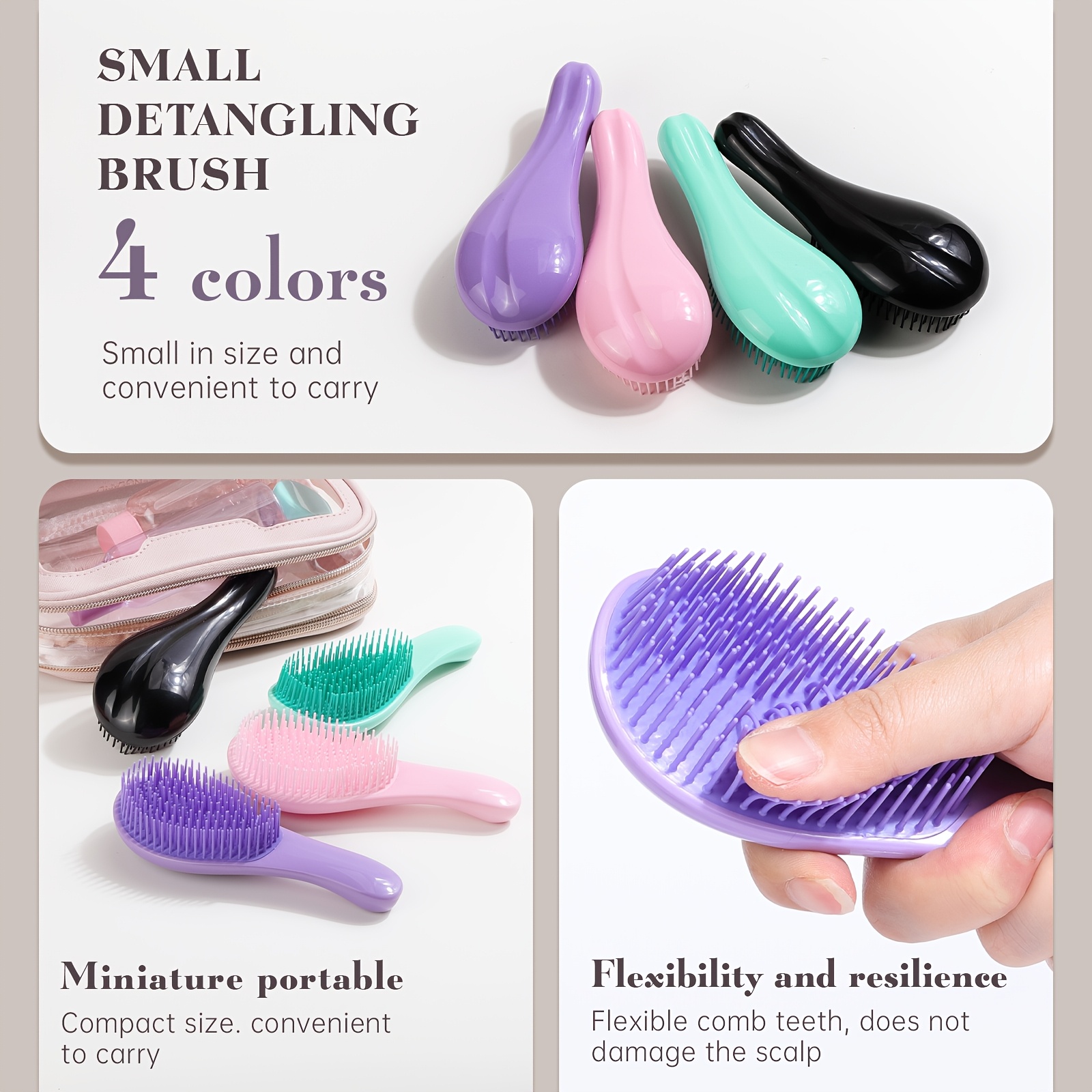 Detangling Hair Brush with Soft Flexible Bristles
