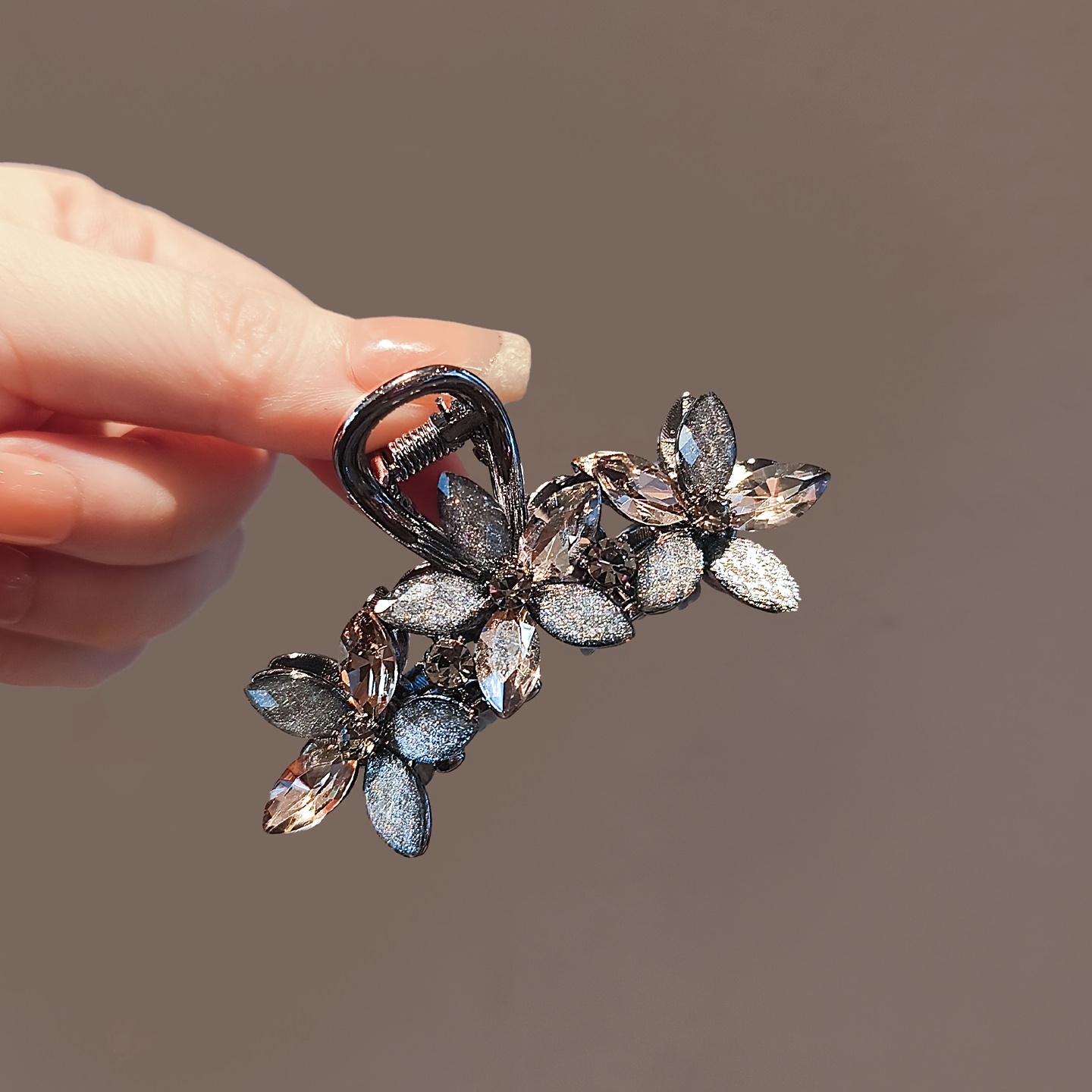 TEMU Nuovo Stile Fermaglio per Capelli a di Vetro, Piccolo Clip a Squalo, Sensazione Elegante, Acconciatura Semi-Raccolta, Clip con Strass